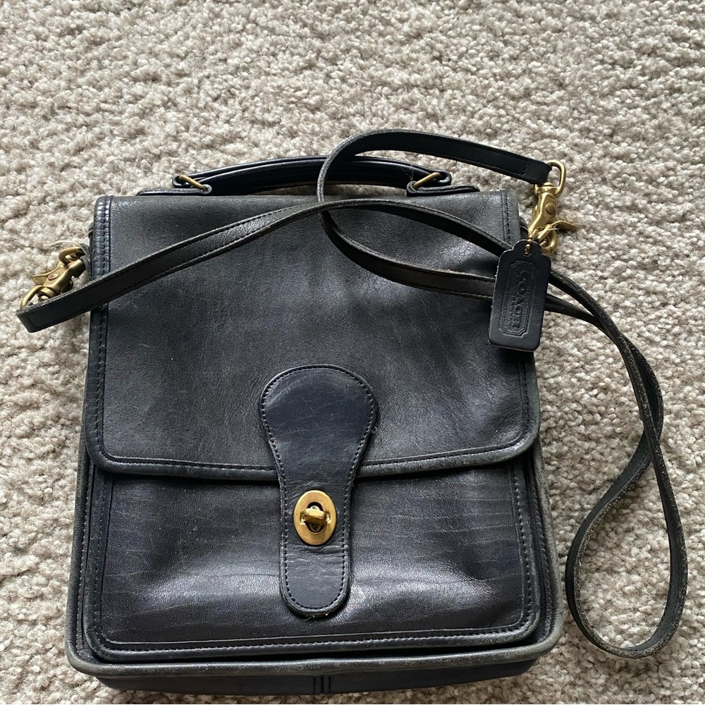 Vintage Coach black leather bag